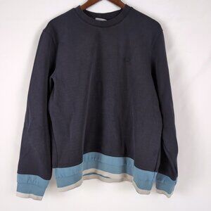 Lacoste Men's Navy Crewneck Pullover Blue/Grey Sleeve Detail, XL